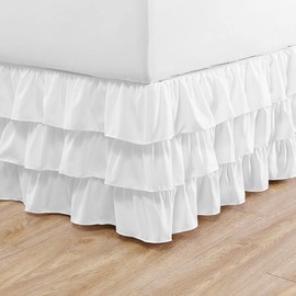 Betsey Johnson Home - Twin Bedskirt, Ruffled Casual Style (Solid White, Twin)