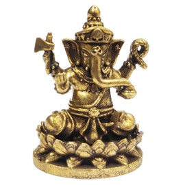 Purpledip Rare Miniature Brass Idol Ganesha Ganapati On Lotus: Collectible Statue With Detailed Very Fine Workmanship (12698Z4)