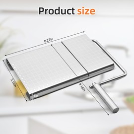 Malataqin Stainless Steel Cheese Slicer, Multipurpose Cheese Cutter and Cutting Board with 5 Replacement Wires, Tightness Adjustable Cheese Slicer for Block Cheese, Butter