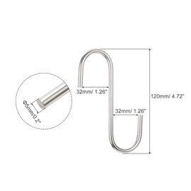 sourcing map S Hanging Hooks, 5inch(120mm) Extra Long Steel Hanger, Indoor Outdoor Uses for Garden, Bathroom, Closet, Workshop, Kitchen, Matt Silver, 2Pcs
