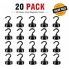 2-Pack of 10 Magnetic Hooks, 25LB Strong Heavy Duty Black