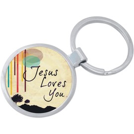 NewCharms Jesus Loves You Keychain Featuring Loop for Keys or Backpack