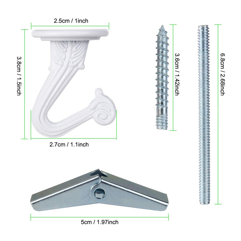 OOTSR 6 Sets Metal Ceiling Hooks, Heavy Duty Swag Ceiling
