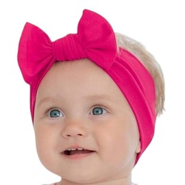 BABYGIZ Baby Girl Headbands- Newborn Infant Toddler Cotton Handmade Hairbands with Bows Child Hair Accessories (Fuchsia Pink, 0-6 Month)