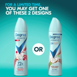 Degree Antiperspirant Deodorant Dry Spray Coconut & Hibiscus 72-Hour Sweat and Odor Protection Deodorant Spray With Body Heat Activated Technology 3.8 oz