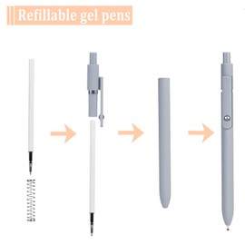 Gexinsely 5pcs Gel Pens (0.5mm Tip), Retractable Quick Dry Black Ink Pens Fine Point Premium Cute Rolling Ball Smooth Writing Aesthetic Pens Comfort Grip for School Office Supplies