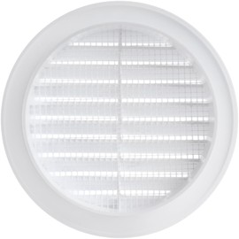 White 4" Inch Round Ventilation Grille with Insect mesh. (Duct 4Ø / Grille 5Ø) Ventilation Applications. Indoor and Outdoor Vent Cover. Available 3 Sizes / 4 Colors.