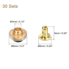 sourcing map 30 Set Leather Rivets, 8mm Turquoise Rapid Rivets Studs Rivets Craft Accessories for DIY Leather Craft Fabric Clothes Belt Bags, Gold/Black