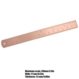 Straight RulerMaximum Scale:150mmVintage Brass Handy Straight Ruler Metal Copper Bookmark for Line Drawing (Copper) School Supplies School Supplies