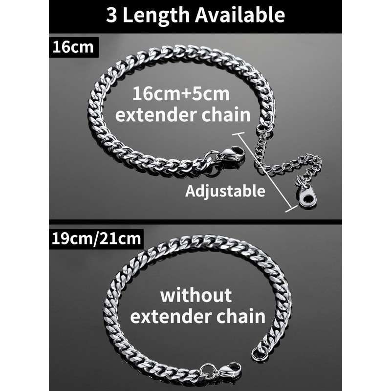 Cuban Link Bracelet for Men Thin Chain Bracelet