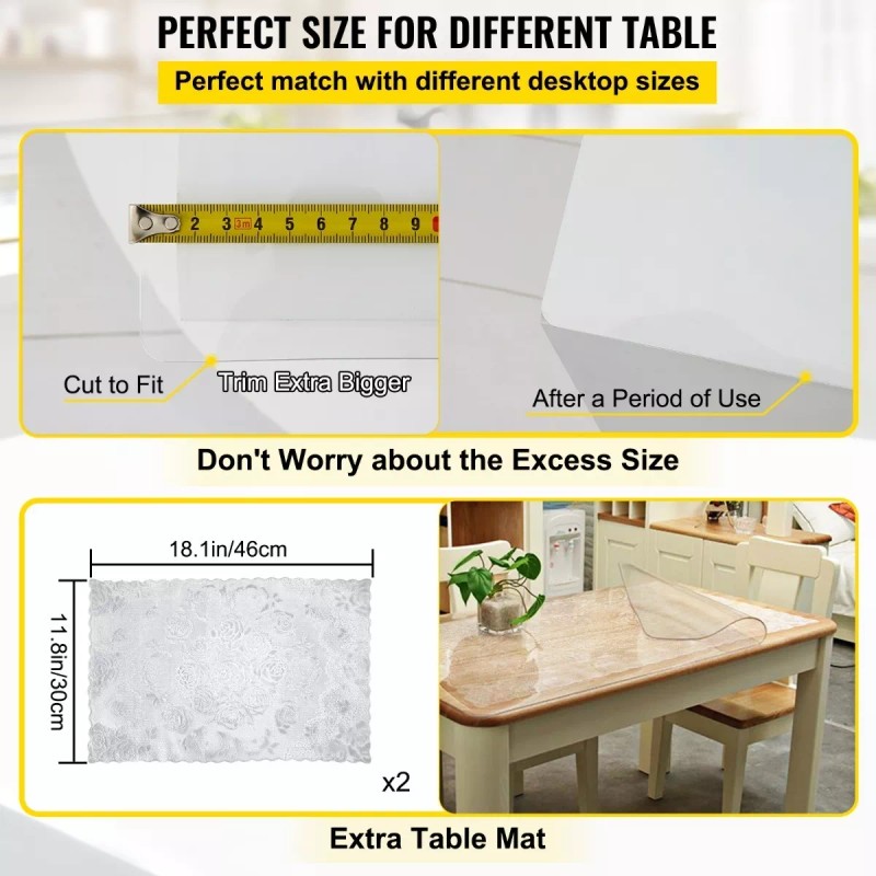 Vevor Mantel Transparente Protector De Mesa Pvc 40x72 PuLG