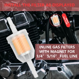 SOFO High-Efficiency Gas 1/4 Inch Fuel Filter - 12-Pack Inline Fuel Filter with Magnet for 5/16 Inch Lines, Pro Gas Saver Suitable for Small Engines, Lawn Mowers, and Motorcycles.