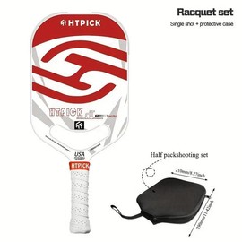 [14mm]T700 Carbon Fiber pickleball paddle Super Gritty Rock Surface, Wind-Tunnel pickleball paddles, Polypropylene Honeycomb Core Paddles, One-piece molding for durability - Quantity: Single red