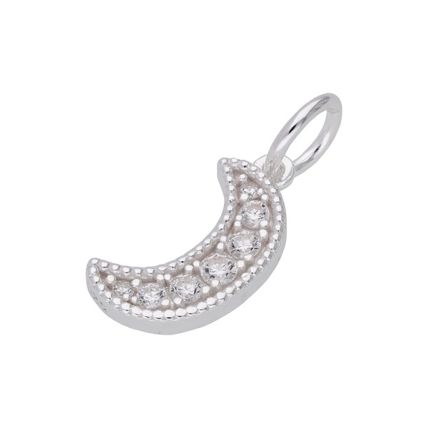 jewellerybox Sterling Silver CZ Crystal Encrusted Crescent Moon Charm