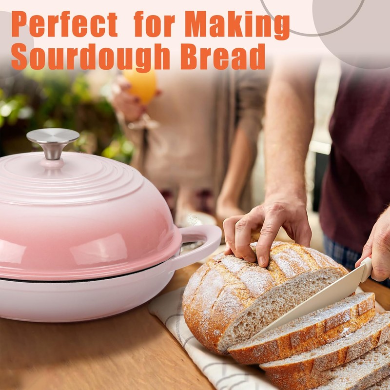 Enameled Round Cast Iron Bread Oven, 6 Qt Cast Iron
