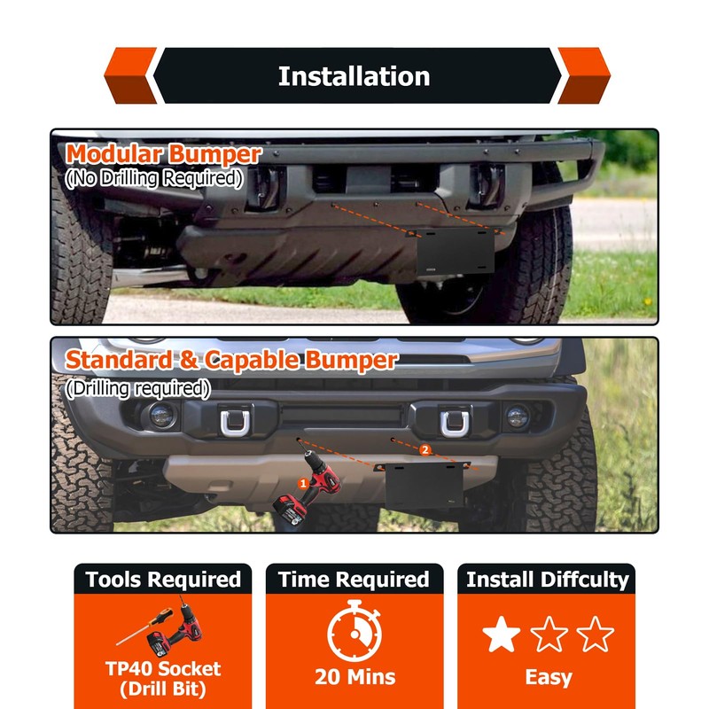 WeiSen Front License Plate Holder Mounting Brackets Compatible with Ford