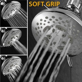 HOTEL SPA - Shower Head High Pressure with High Flow Showerhead - 4.25 Inch Rain Shower Head - Chrome Shower Heads, 7-Setting, French Designer Collection, Showerspa (Chrome)