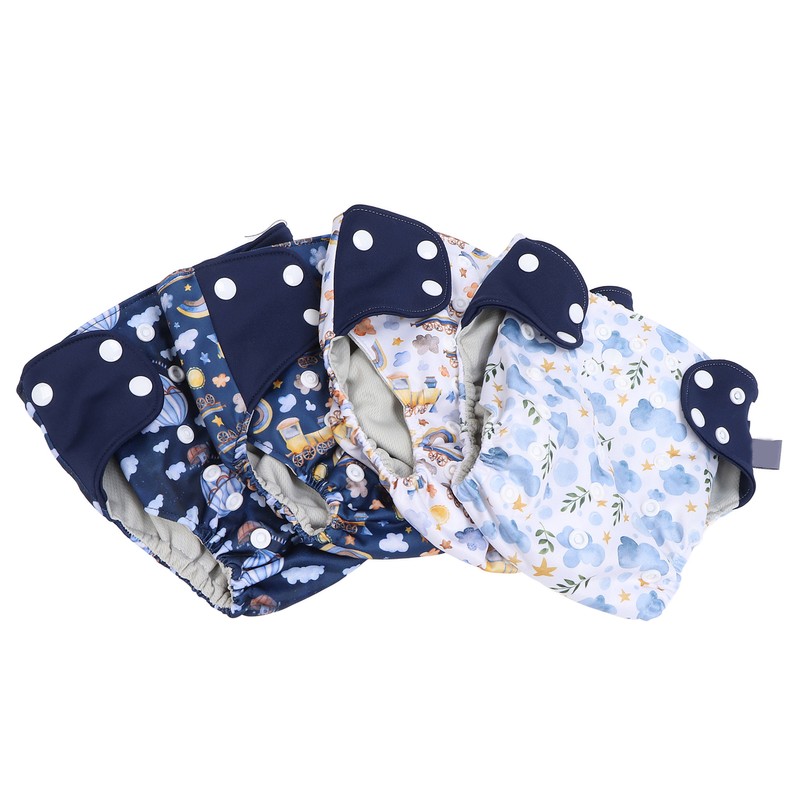 4 Pcs Reusable Cloth Diapers Easy to Set Up Washable