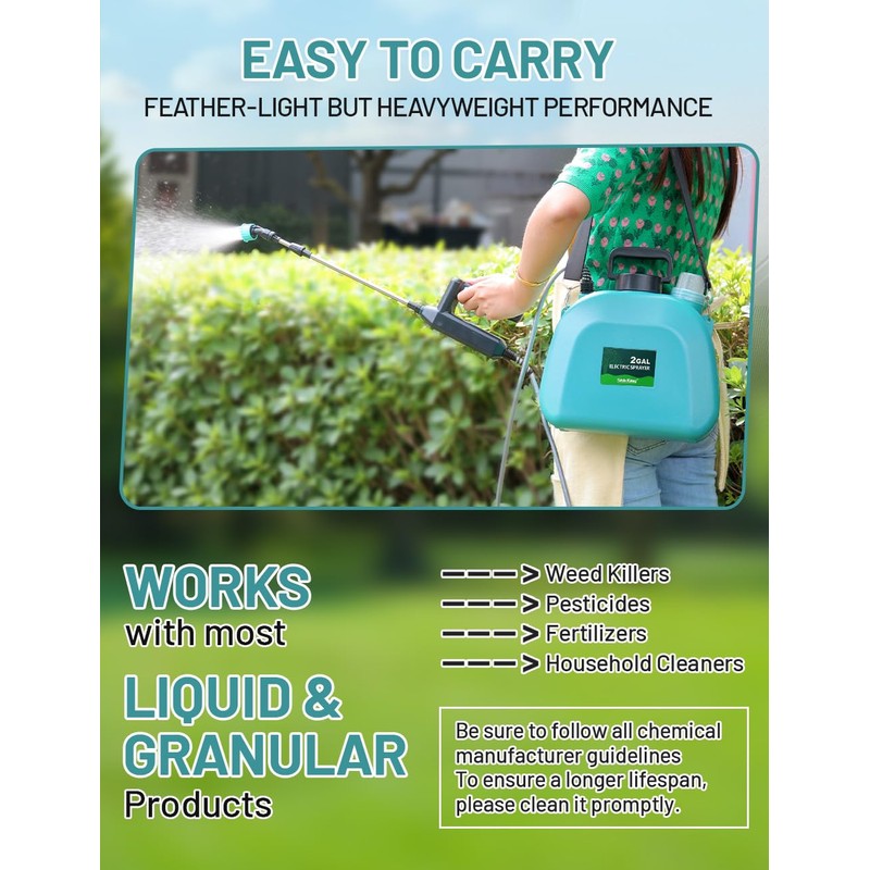 SideKing Battery Powered Sprayer 2 Gallon, 7.4V Powful Electric Pump