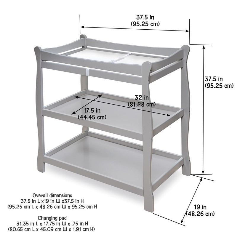 Badger Basket Sleigh Style Baby Changing Table - Nursery Diaper
