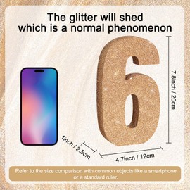 TONIFUL 7.8 Inch Champagne Gold Glitter Number 6 Table Centerpiece 0-9 Birthday Party Decorations,Digit 6 for Birthday,Chrismas,Graduation,Bridal Shower,Valentine's Day,Anniversary Party Supplies