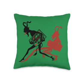 Good Evil Krampus Society Gruss Vom Demon Christmas Devil Krampus Throw Pillow, 16x16, Multicolor