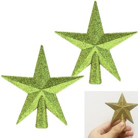 2 Pack Glittered Mini Star Christmas Tree Topper Star Treetop for Small Christmas Tree Ornaments