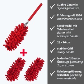 Westmark Duster - Extendable Dusters with Telescopic Handle, Long Spider Web Remover for Cleaning, Washable Cover + 2 Replacement Covers, Telescopic Broom for Dust - Plastic, Polyester