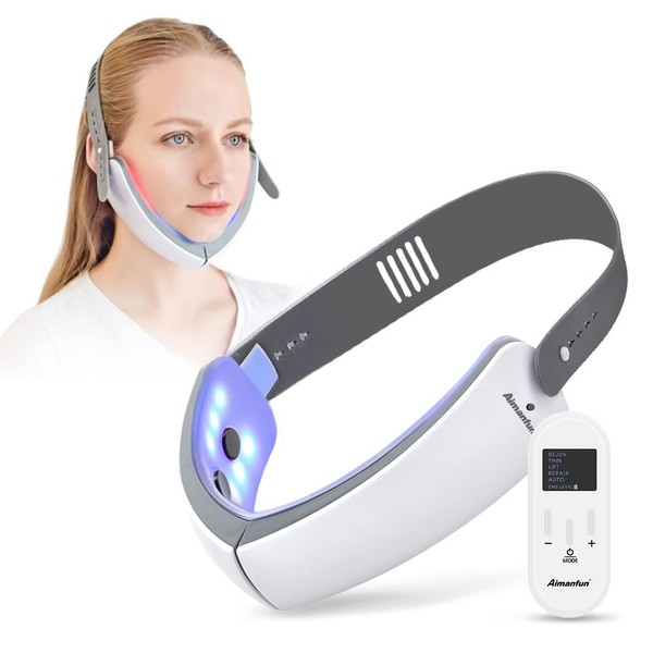 Aimanfun Facial Beauty Device with EMS Face Home LED Light Beauty Device Wireless Remote Control USB Rechargeable 5 Patterns Unisex Genuine Gift Festival Gift