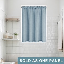 Sidelight Door Curtains 40 Inch Length Light Filtering French Short Linen Curtains for Front Including Bonus Adjustable Tieback 25 by 40 Inches Long Single Panel Stone Blue Dusty Blue