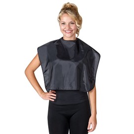 Betty Dain Nylon Shortie Makeup Cape - Professional Comb Out, Blow Out, Hair and Beard Styling Cape - Water Resistant, Lightweight Nylon Bib Keeps Clothes Clean and Hands Free