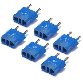 United States to Saint Martin (French Part) Travel Power Adapter to Connect North American Electrical Plugs to Saint Martin Outlets for Cell Phones, Tablets, eReaders, and More (6-Pack, Blue)
