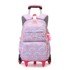 Mfikaryi Girls Rolling Backpack Elementary Student Outdoor Travel Trolley Bag Bookbag with Wheels