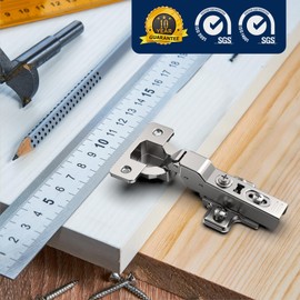 Furniware Pack of 4 Soft Close Hinges for Kitchen Cupboards,Kitchen Cabinet Hinges Half Overlay 3D Adjustable Nickel Concealed Kitchen Cabinet Door Hinges Clip ON Plate European Hinges