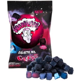 Warheads Galactic Mix Cubes Bag (127g) | Rocket Raspberry, Black Hole Cherry & Cosmic Punch | Tongue-Painting Galactic Blue | American Fruity Sour Candy Treat!