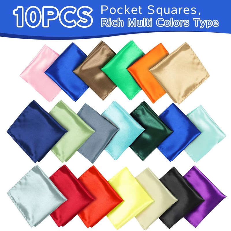 FELYSIK Men Pocket Squares Set for Suit Tuxedo, Satin Handkerchief