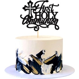 1 PCS First Holy Communion Cupcake Toppers Picks Black Cross For Religious Themes Nativity Scene Religions Decoration Party Decoration Holy Black