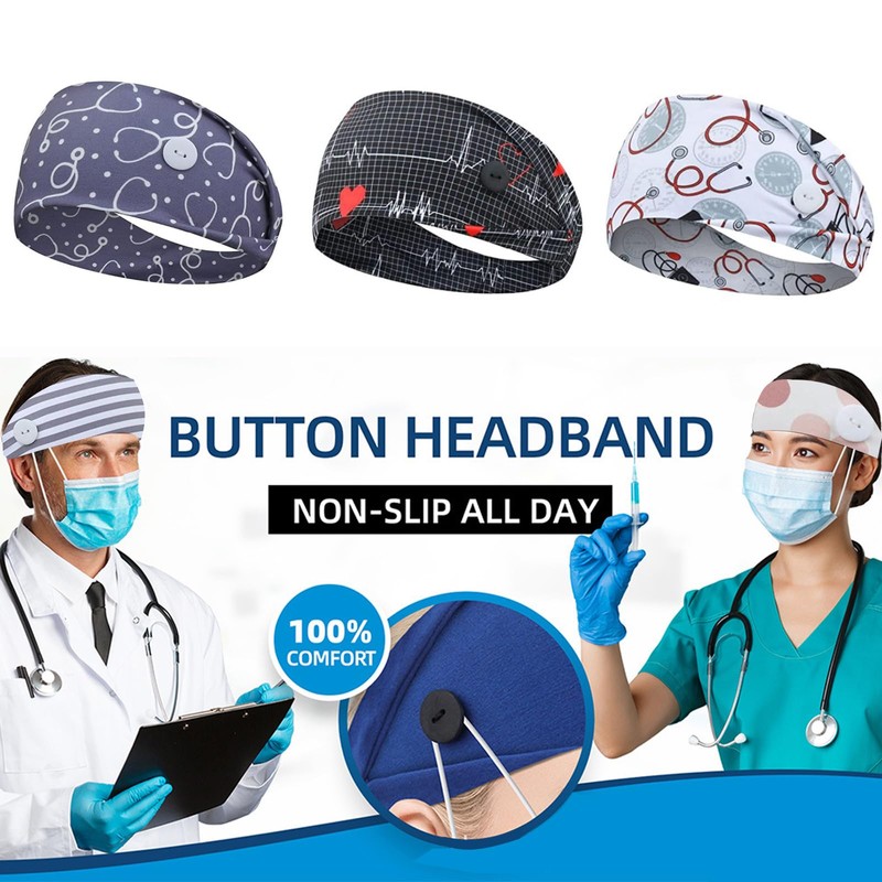 EULAPGOE 8 Pack Headband with Buttons for Face Mask, Ear