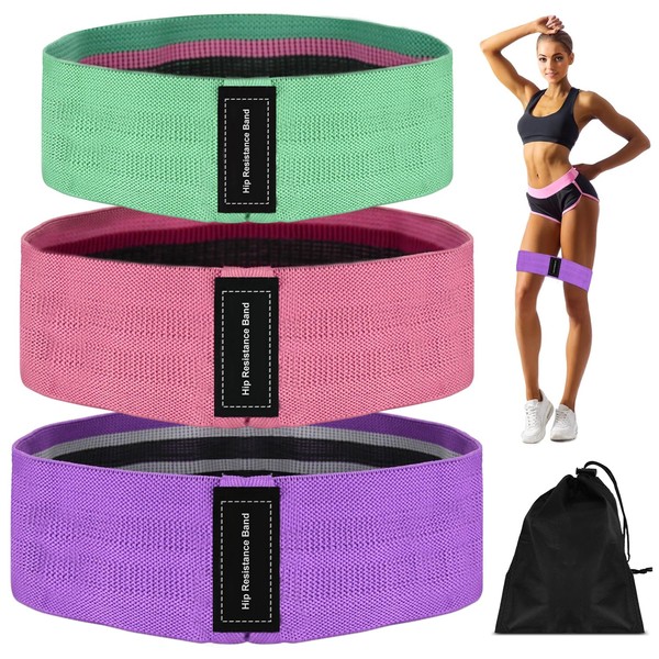 MSIHEY Fitness Bands Knitting, Resistance Bands Yoga Belt Non-Slip & Sweatproof Resistance Bands for Leg & Butt for Leg Training, Strength Training and Pull-Ups (Pack of 3)