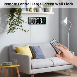 Fuloon Digital Wall Clocks, Wall Clock with Day and Date, Modern Wall Clocks for Living Room, Silent Wall Clocks for Bedrooms with Remote Control (Green, 16.2")