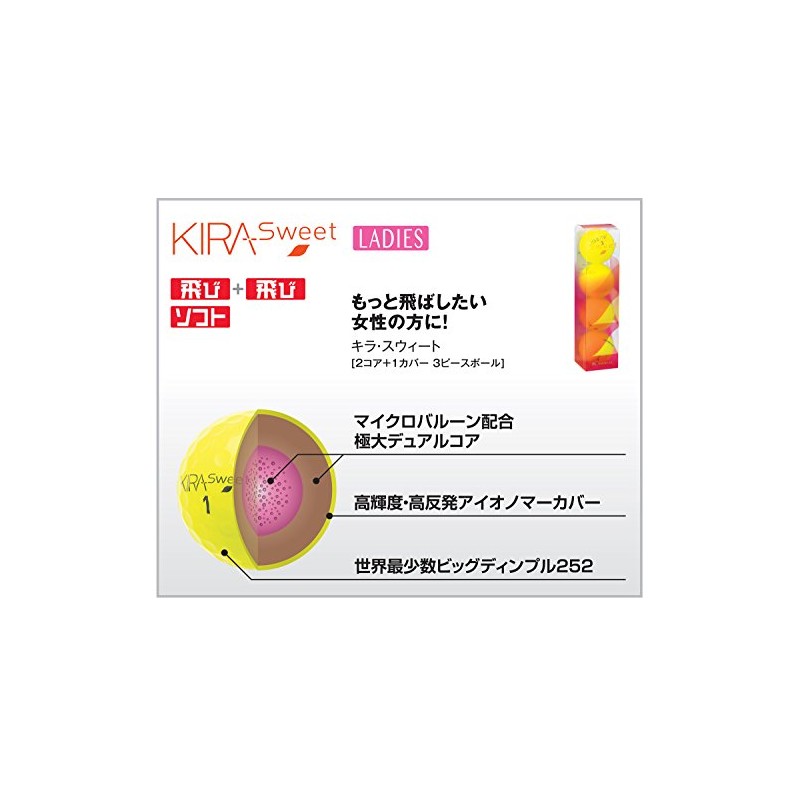 Kasco Kira SWEET Golf Balls, 1 Dozen (Pack of 12),