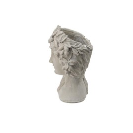 A&B Home 19" Gray Goddess Bust Statue Planter, Long Hair with Flower Crown Femal Bust Decorative Outdoor Planter