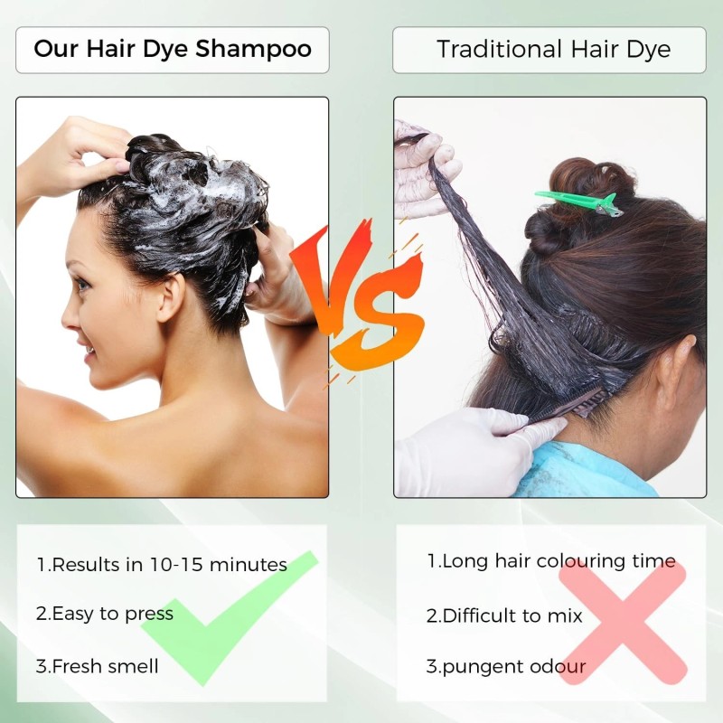 KAISASA Dark Brown Hair Dye Shampoo 3 in 1Argan Herbal