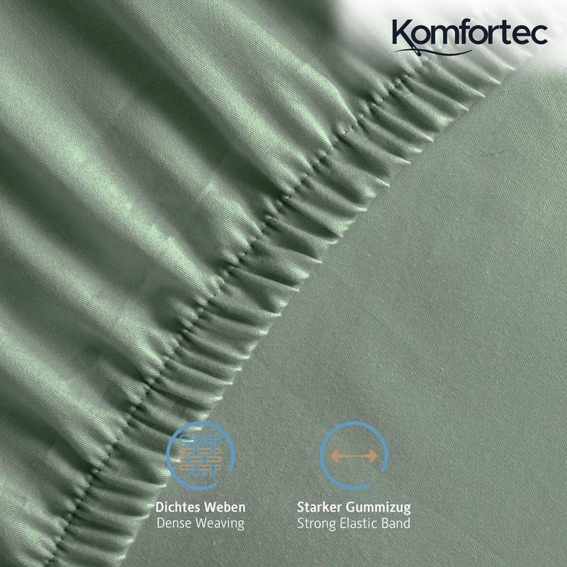 Komfortec Super King Fitted Sheet 100% Cotton, 11 inch (30