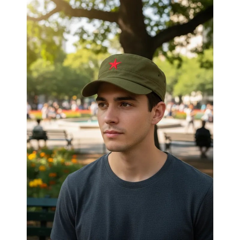 Gorra Militar Estrella Roja Comunista Verde 56-59cm
