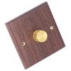 Dimmer Switch with Brass Knob Black Walnut Wood Rotary Dimming