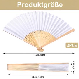 Fächer Hochzeit, 3 Stück Faltbar Weiß Handfächer Mit 3 Fan-Tasche, Fecher Damen, Fächer Weiß, Fächer Klein, Diy Faltfächer Für Hochzeit Geburttag Party Fest Wand Deko Aufführung Tanz