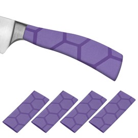 PATIKIL Cutting Knife Handle Heat Shrink Sleeve 1.4x4.9", 4 Pack Chef Cutter Non Slip Wrap for Kitchen Knife Management, Purple Hive Pattern