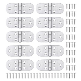 Zocipro 10Pcs Flip Hinges Round Edge, 270 Degree Stainless Steel Hinge with Screws, Marine Boat Door Hinge, Heavy Duty Strap Hinge,Drop Down Hinges for Folding Table, Cabinet, Wardrobe Doors,Yacht