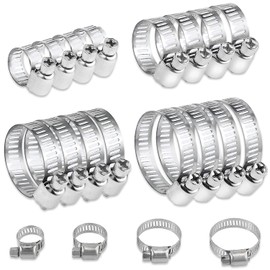 Stainless Steel Hose Clips Set, 16 Pcs Range Hose Clamps, Hose Clamps Clips for Securing Hose Connections, Home Gas, Pipe Water, Pipe and Fuel Line, Flexible Hose Pipe Tube